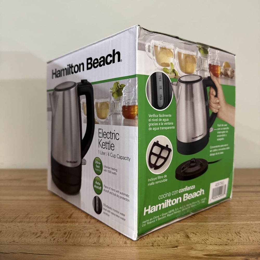 Hamilton Beach Electric Kettle 1 Liter Cord-Free Stainless Serving Pot 40978G - Picture 2 of 6